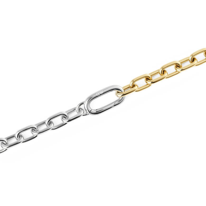 Contrast Link Necklace Two Tone Gold
