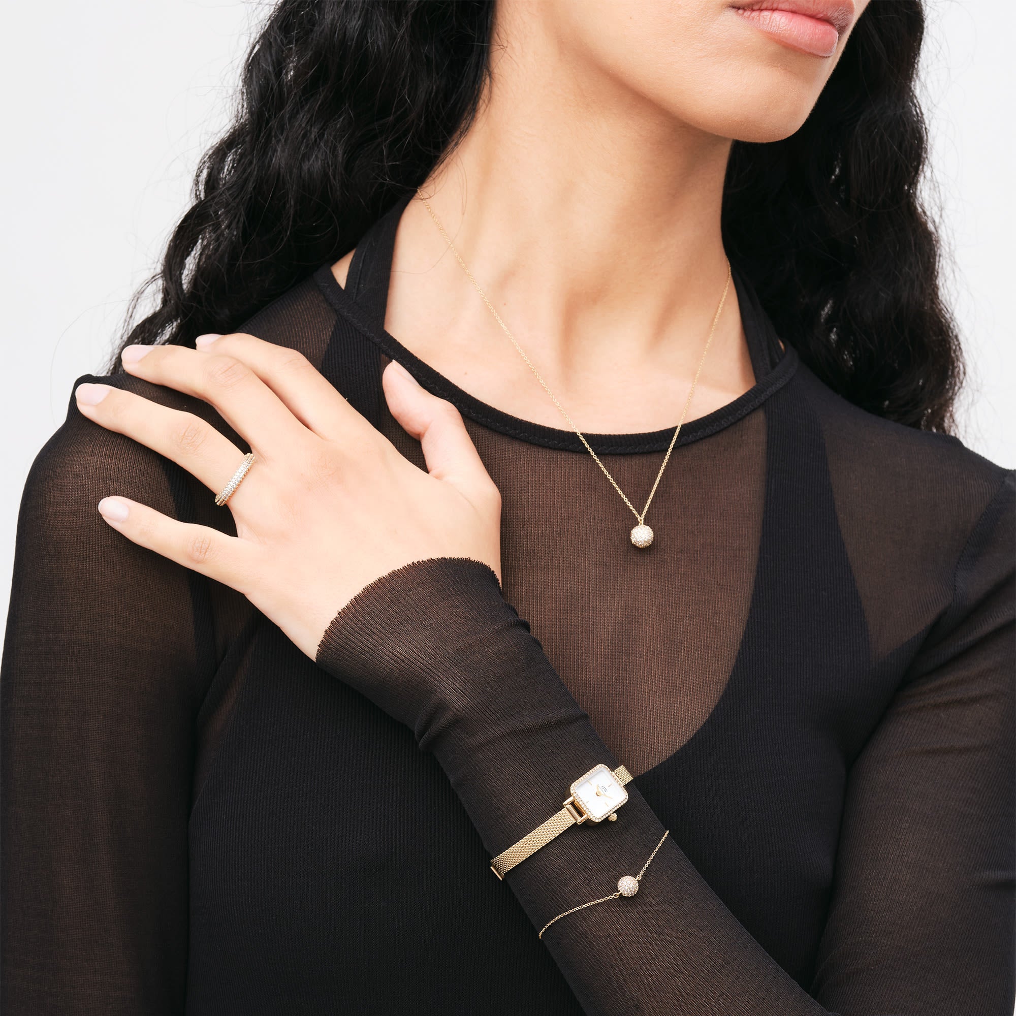 Pavé Crystal Pendant Bracelet Gold | DW Pavé Crystal Pendant Bracelet Gold | DW