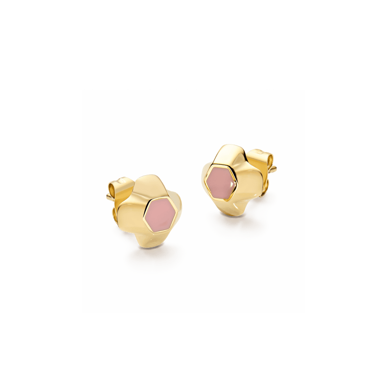 North Star Earrings Small Apricot Enamel Gold