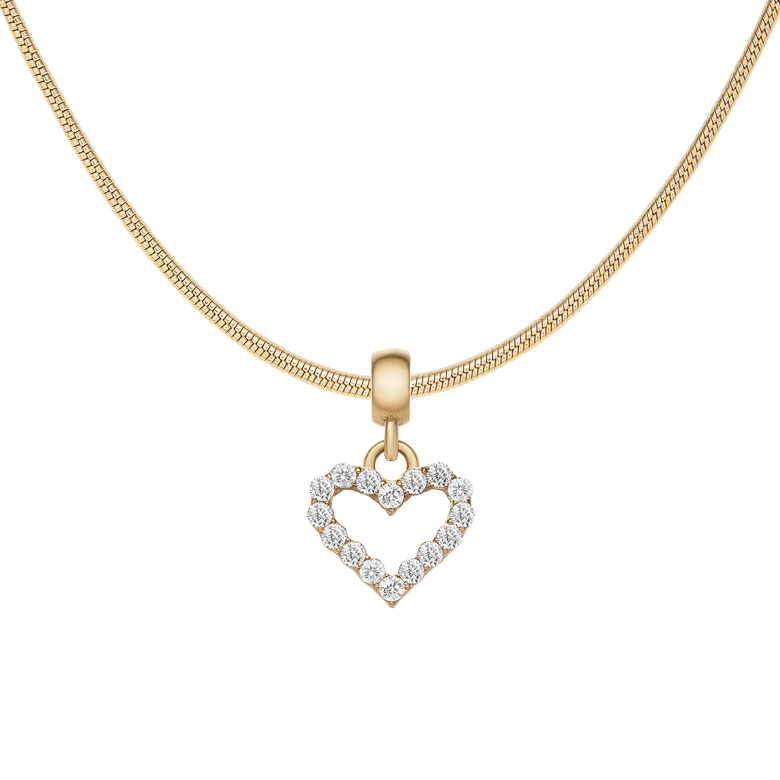 Heart Contour White Crystal Charm