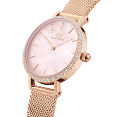 Petite Bezel pink MOP watch - with rose gold strap | DW
