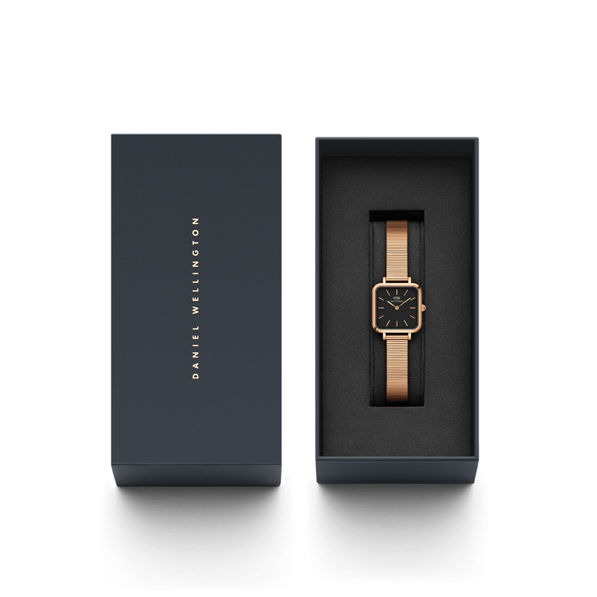 Quadro Studio - Womens square watch - Black & Rose Gold | DW Quadro Studio - Womens square watch - Black & Rose Gold | DW