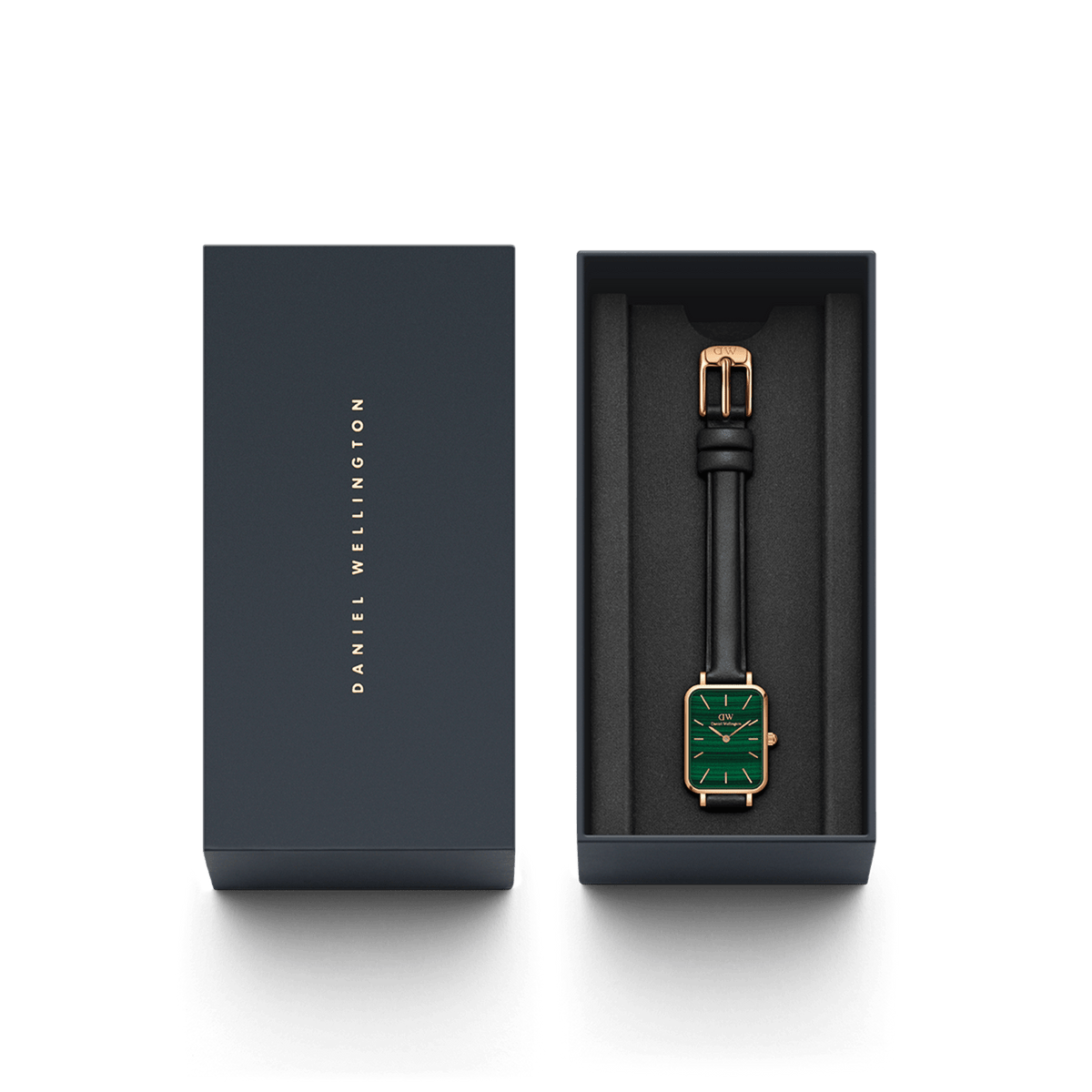 Quadro - Square watch with green dial & leather strap | DW Quadro - Square watch with green dial & leather strap | DW