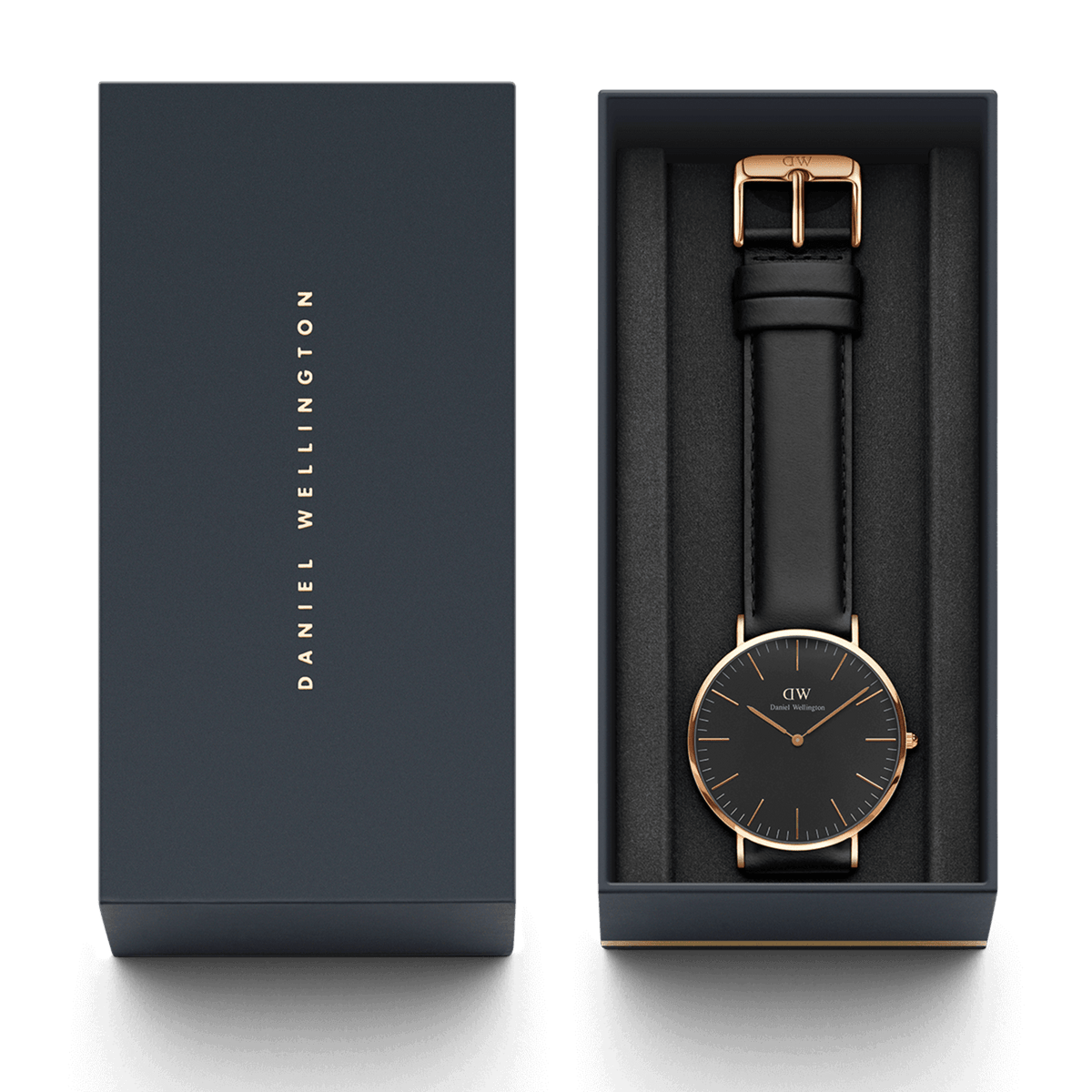 Sheffield Black men s watch with leather strap 40mm DW