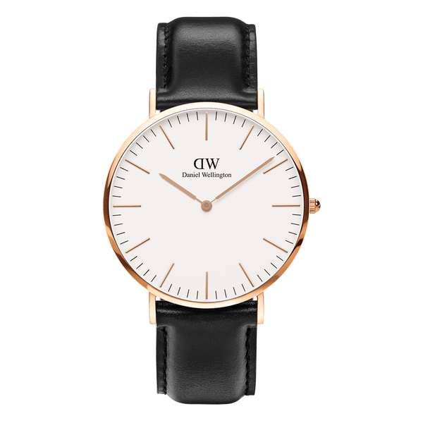 Sheffield - Black men's watch with leather strap 40mm | DW