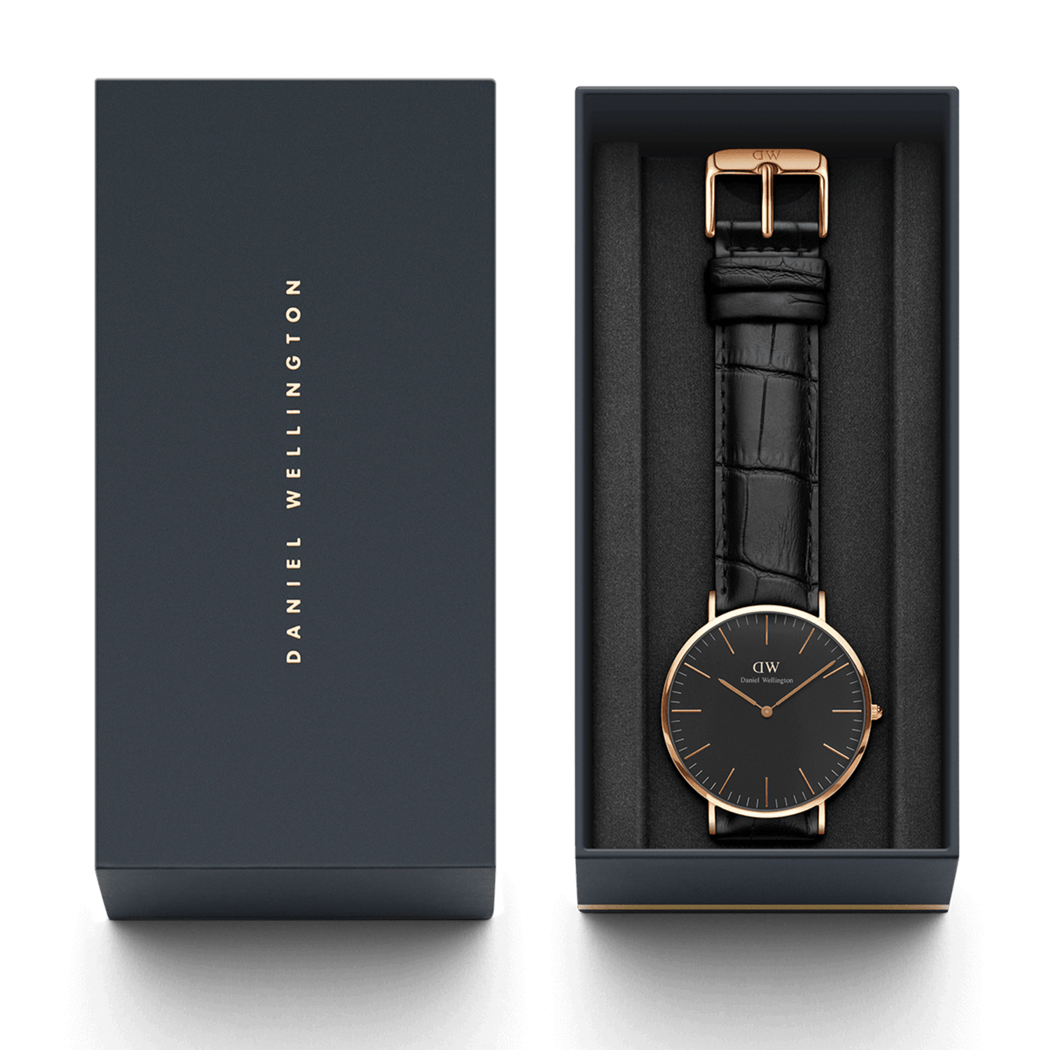 Reading - Black men's watch with rose gold 40mm | DW Reading - Black men's watch with rose gold 40mm | DW