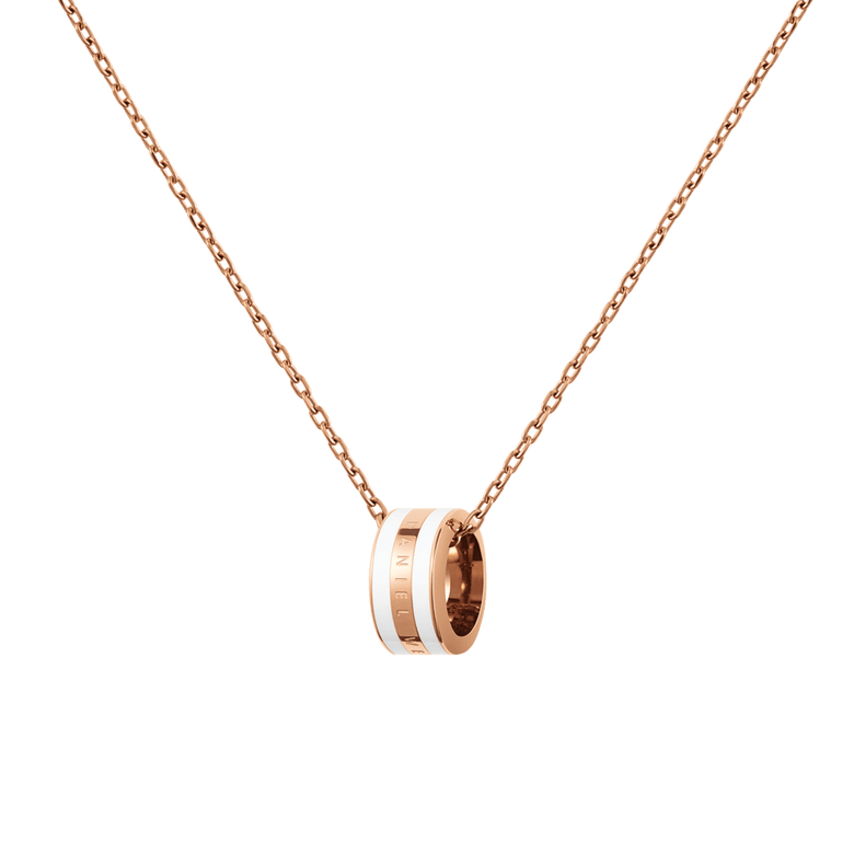Emalie Necklace Rose Gold Satin White